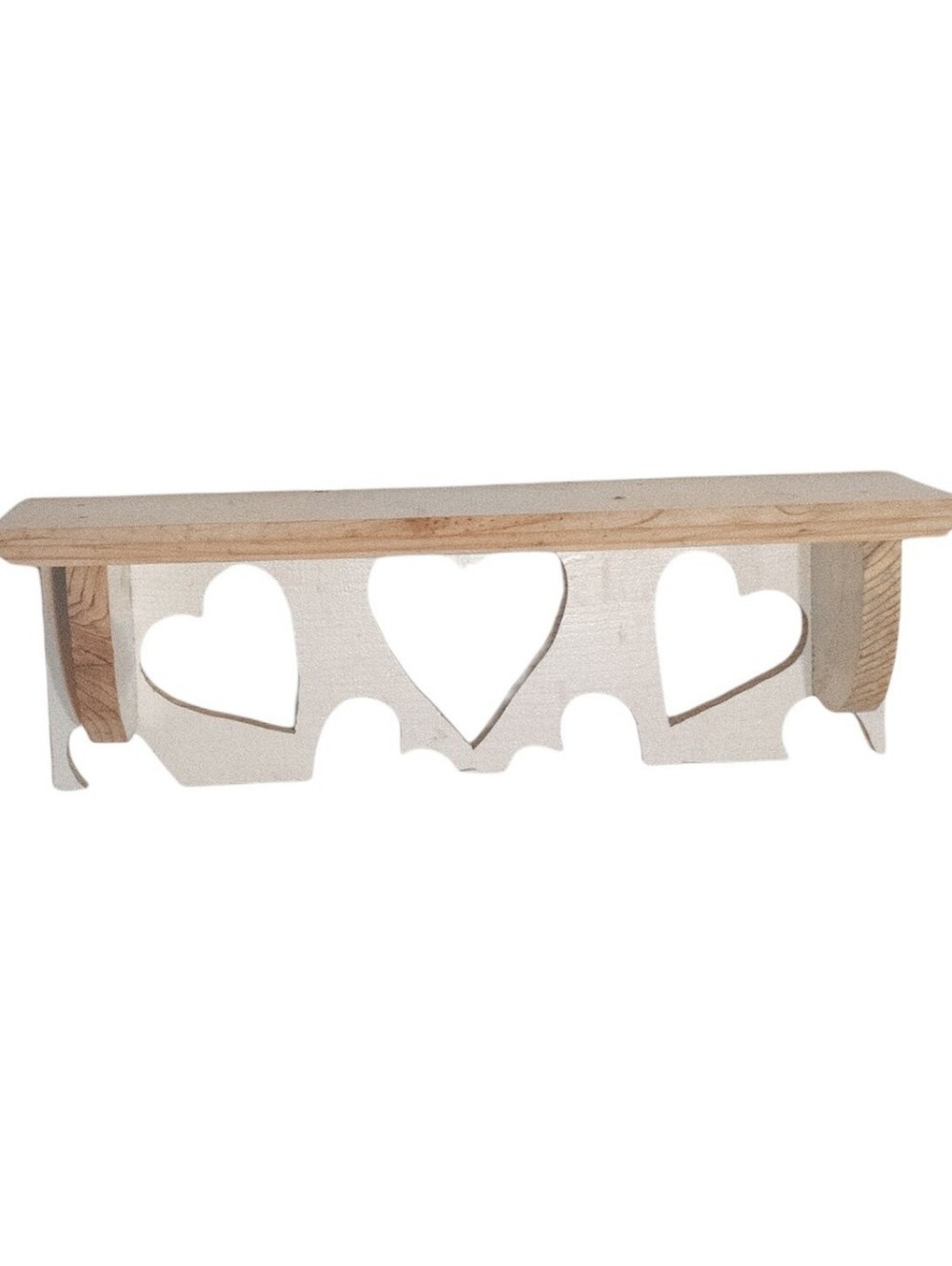Vintage 80s 90s White Heart Cut Out Display Shelf Distressed Country Farmhouse